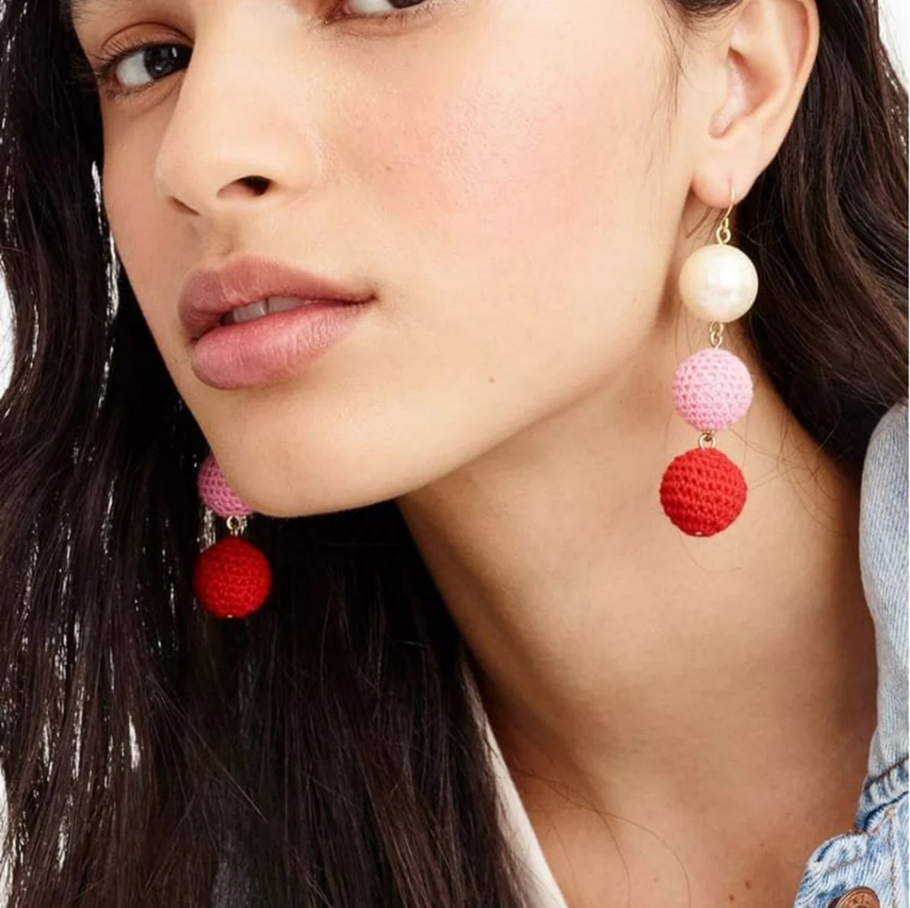 J Crew Crochet Pearl Drop Earrings